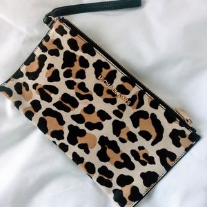 NWOT Michael Kors Bedford Leopard Calf Hair Clutch